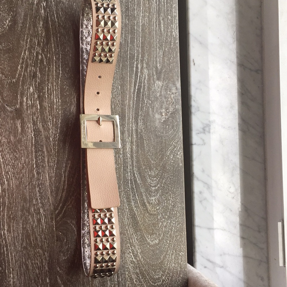 Michael Kors nude silver studded leather belt